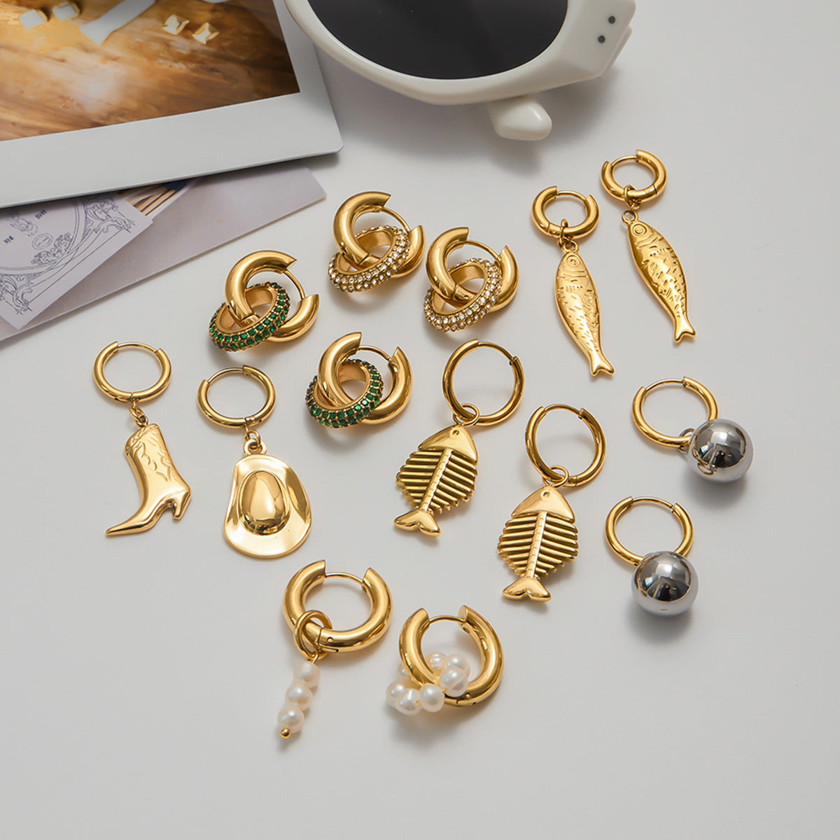 Stainless Steel Pearl Earrings Studs Jewelry Summer