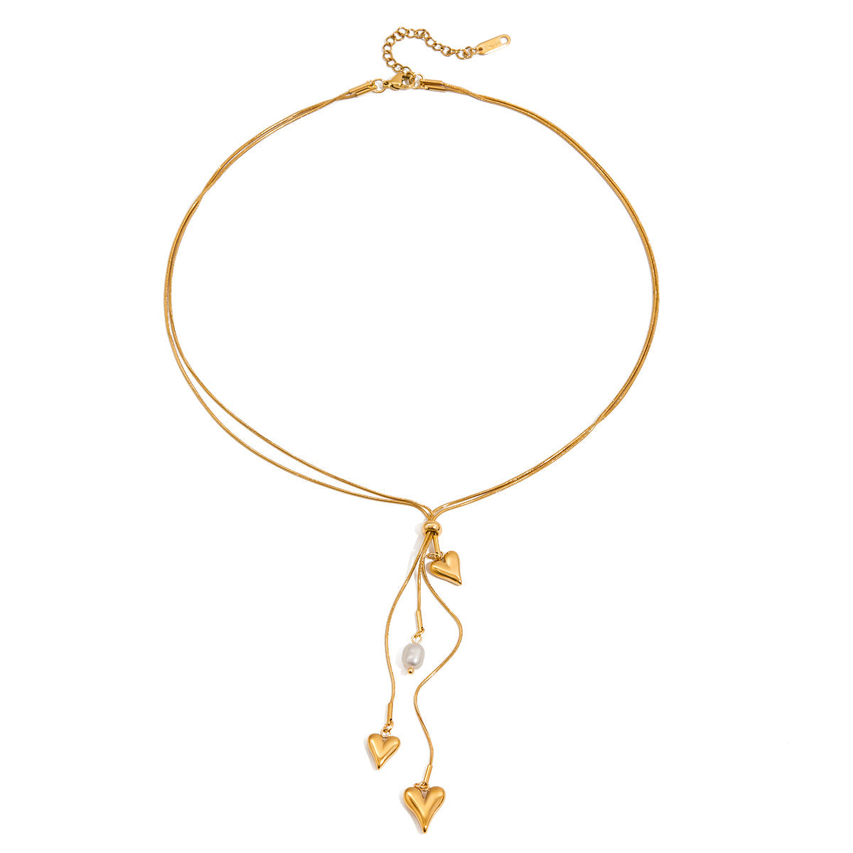 2H Heart Tassel Collarbone Chain Stainless Steel y Long Necklace Jewelry