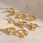 18k Gold Stainless Steel Zircon Open Ring rings