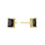 E0176 Korean Style Simple and Compact Design Earrings for Women gold Retro Inlaid Black Square Zircon Earrings