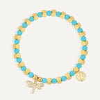 B0242 Bohemian Copper Plated14k Gold Dragonfly Beaded Bracelet Jewelry
