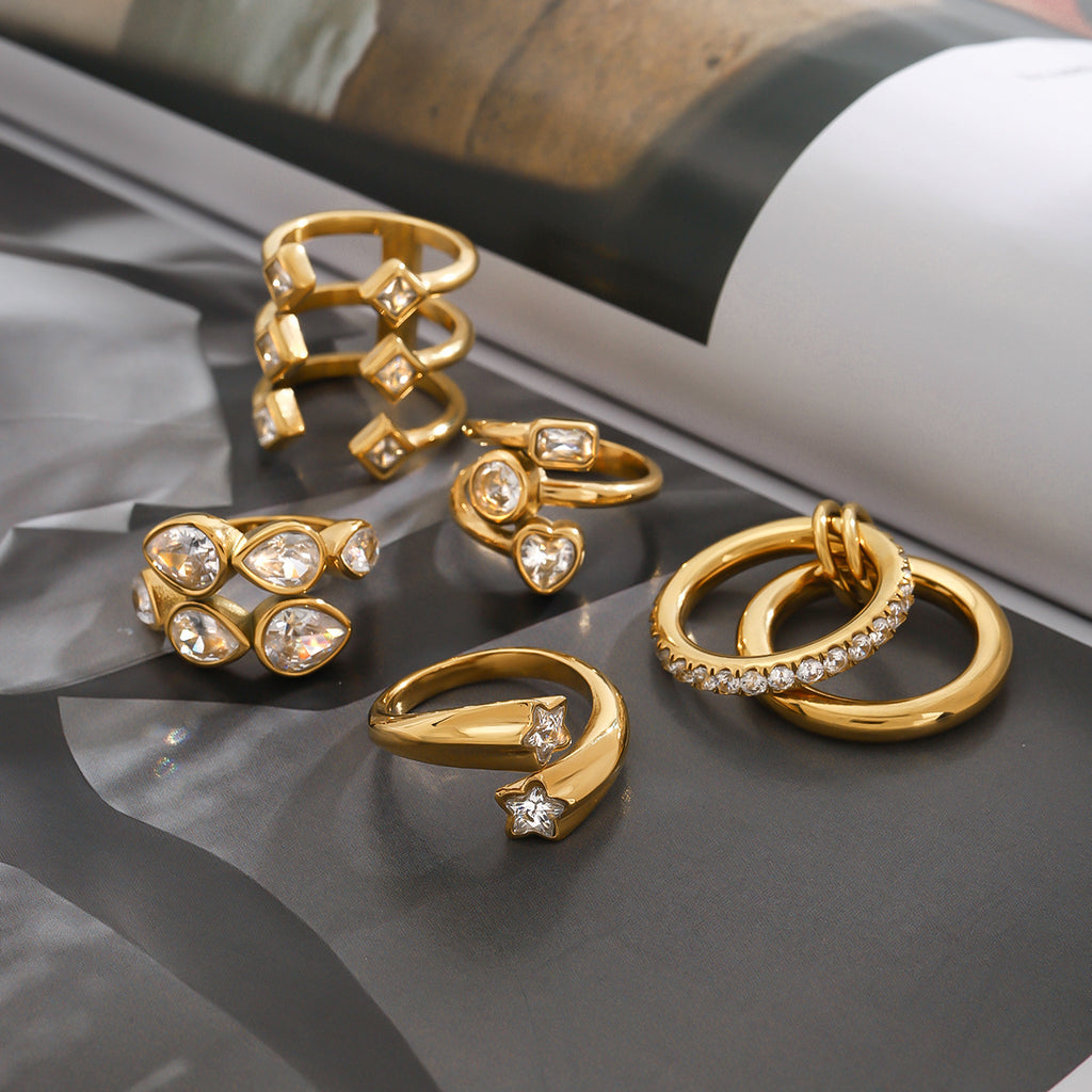 Stainless Steel Zircon Ring Women's Design Non-Fading Jewelry rings