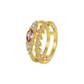 Gold-Plated Brass Pavé Purple CZ Ring with gold-tone brass construction