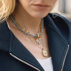 Devil's Eye Necklace Blue Turquoise Collarbone Chain Stainless Steel Jewelry