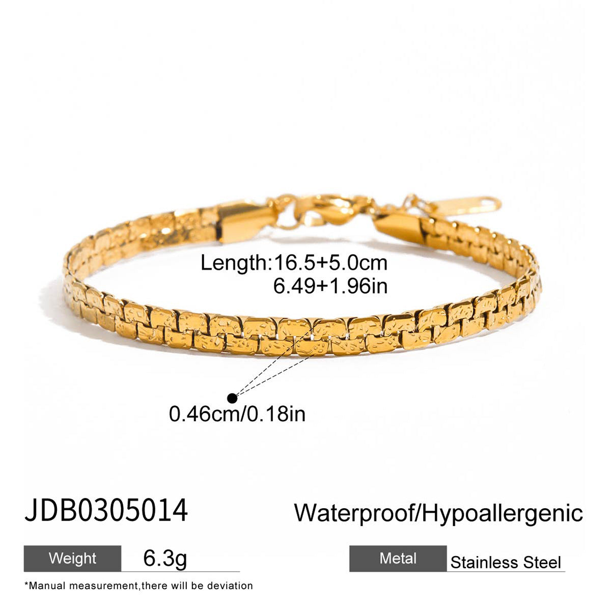 Stainless Steel Heart Gold-Plated Bracelet Jewelry Non-Fading Accessories for Women