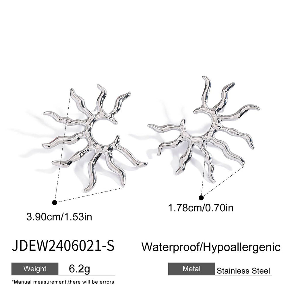 Stainless Steel Earrings Sunflower Studs Electroplated Non-Fading Jewelry