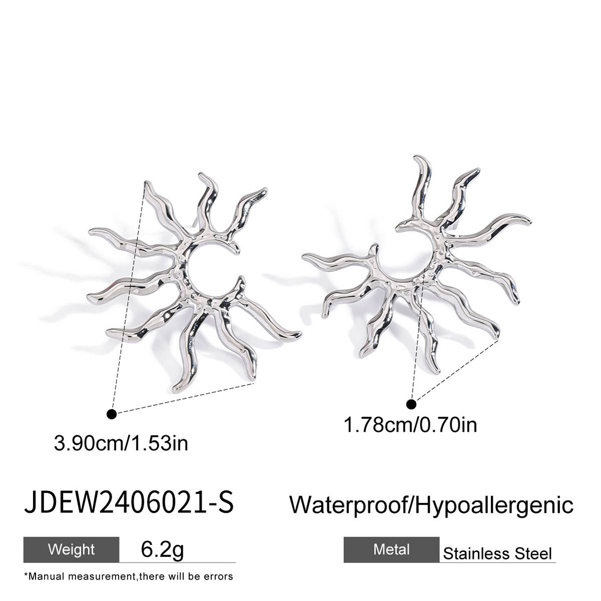 Stainless Steel Earrings Sunflower Studs Electroplated Non-Fading Jewelry