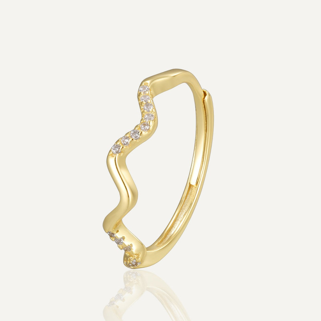 SR0033 S925Silver Wave Micro Pave Zirconia Ring Design Sense