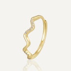 SR0033 S925Silver Wave Micro Pave Zirconia Ring Design Sense