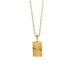 2H New Sunshine Coin Necklace 18K Gold-plated316L Stainless Steel Rectangular Pendant Necklace Geometric Necklace for Women