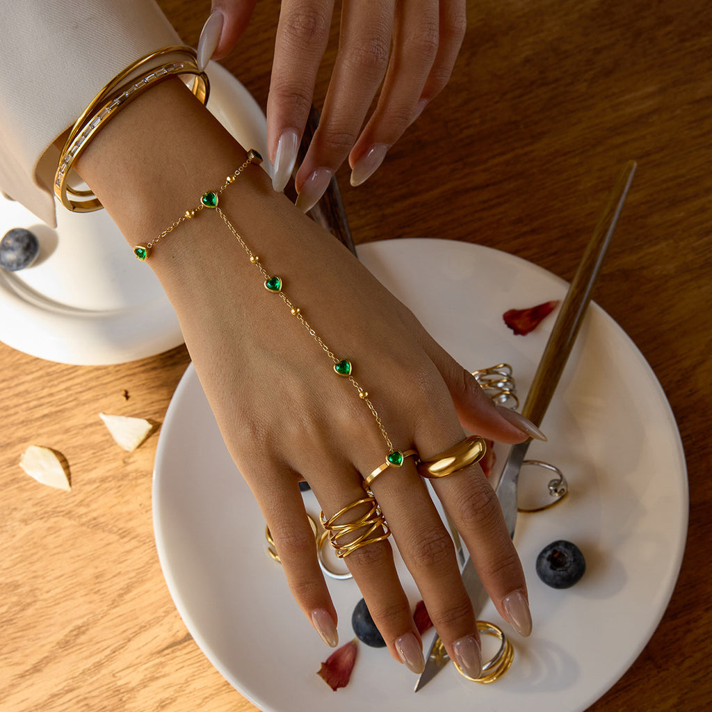 Stainless Steel Finger Bracelet Ring for Women Design rings Ornament