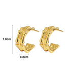 E0850 Bamboo Zircon Earrings Fashionable Elegant Retro Multi-layer Half-round C Shaped Ear Studs