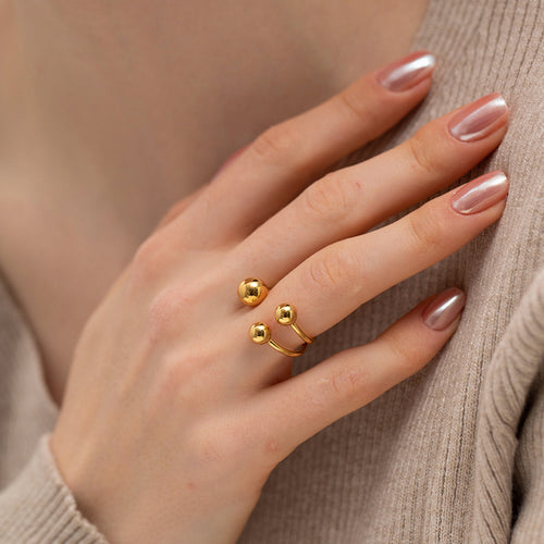 18K Gold-Plated Brass Sculptural Adjustable Ring featuring sculptural detailing