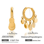 2H Color Block Round Tassel Earrings Hoop Stainless Steel Earrings Non-Fading