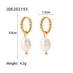 French Freshwater Pearl Twist Hoop Earrings Stainless Steel18KPvd Gold-plated high-quality jewelry pendant earrings for women