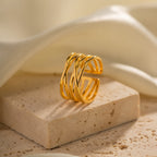 Simple18K Gold-plated Stainless Steel Open Ring Non-fading Versatile Design