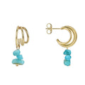 Gold-Plated Brass Round Turquoise Hoop Earrings in a gold-tone brass finish — jewelry finish and design detail