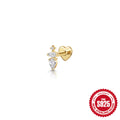 Octagonal Star and Heart Cubic Zirconia 925 Sterling Silver Cartilage Stud — decorative detail — jewelry finish and design detail