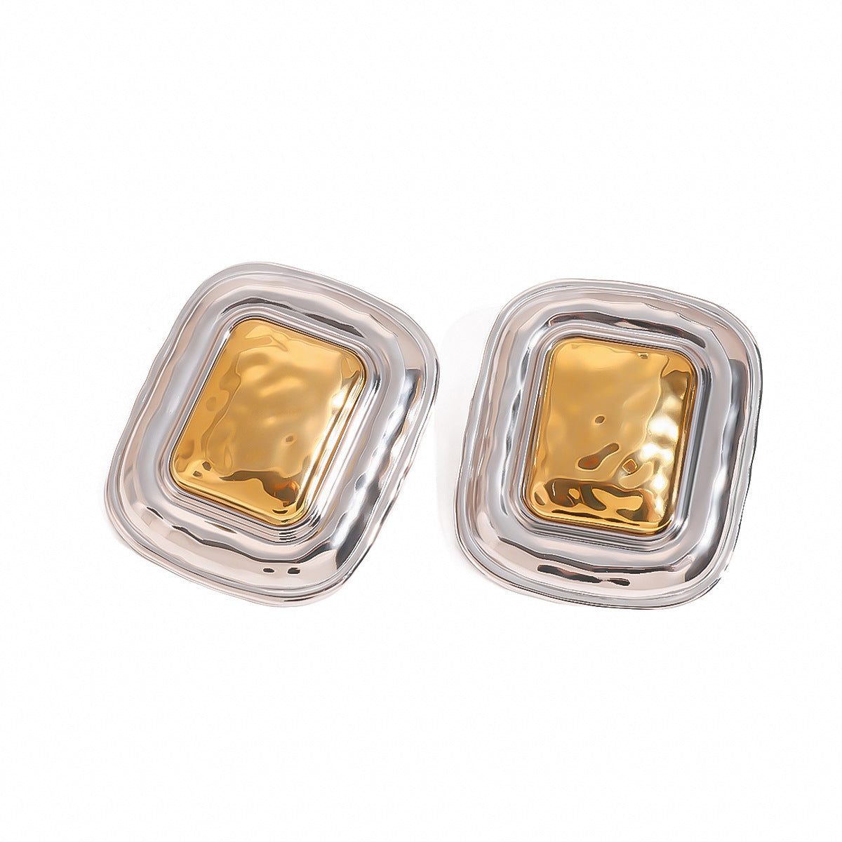 2H Stainless Steel Square Geometric Stud Earrings Autumn Winter Exaggerated Ear Jewelry Accessories