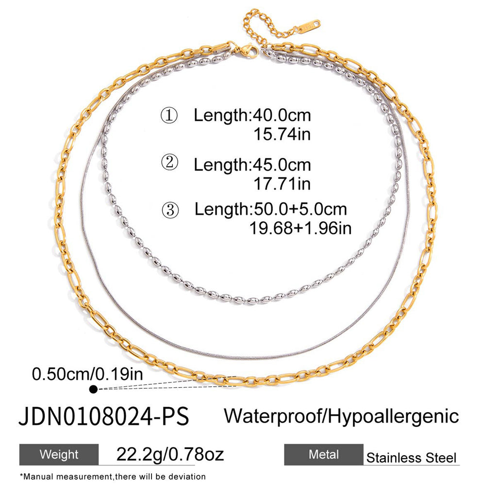 Three-layer Stacked Necklace Accessories for Women Collarbone Chain Stainless Steel Jewelry