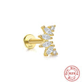Dragonfly Zircon 16G 925 Sterling Silver Cartilage Stud — surface finish close-up — alternate angle 2 — jewelry finish and design detail