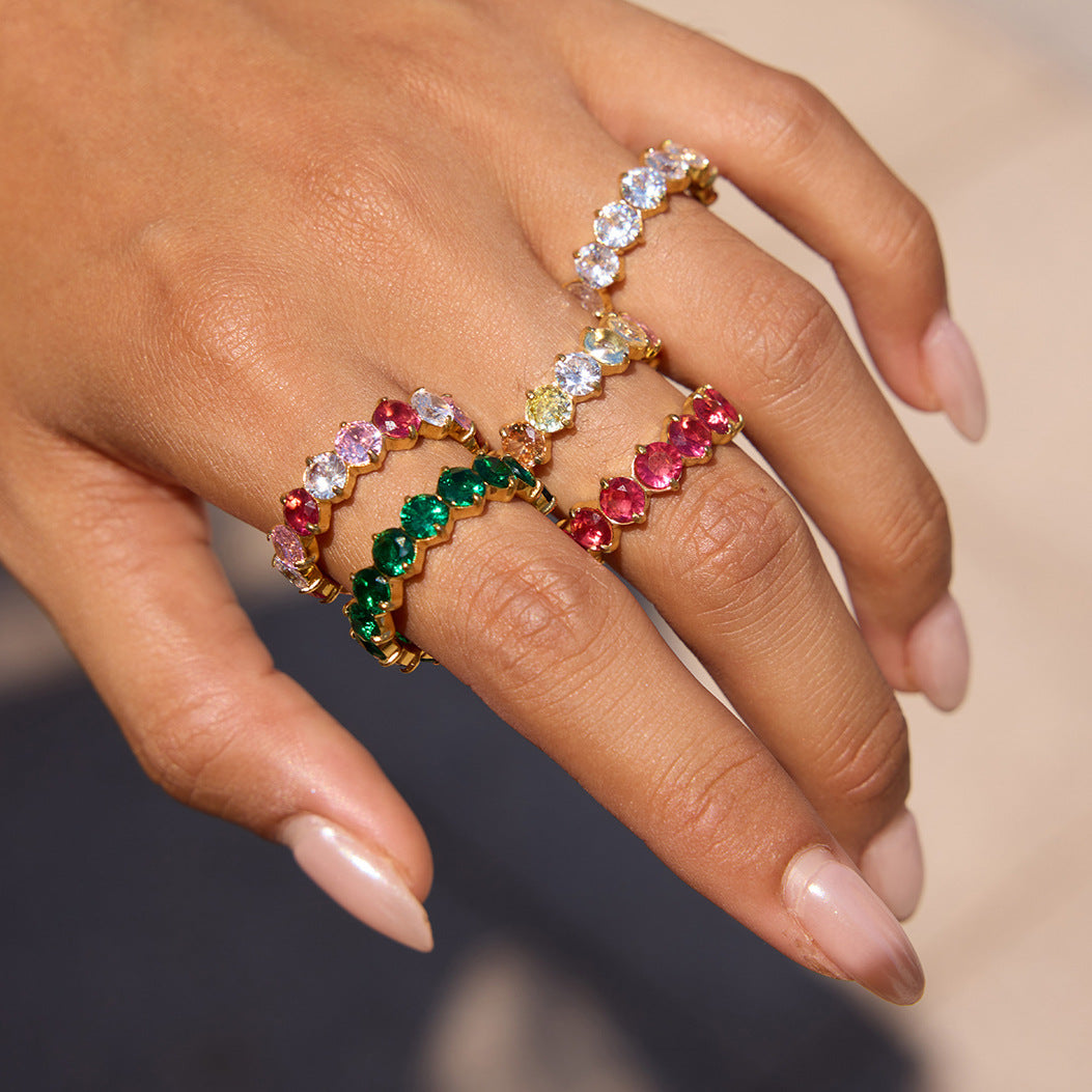 2H Zircon Ring Non-Fading Jewelry Stainless Steel Jewelry rings