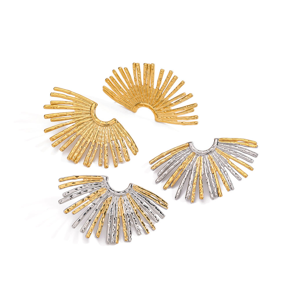 2H Stainless Steel Sunflower Earrings Design Sense Earrings Non-Fading Zircon Earrings Jewelry