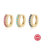 S925Sterling Silver Double Row Mixed Color Diamond Earrings Earrings Hot Selling Trendy Earrings