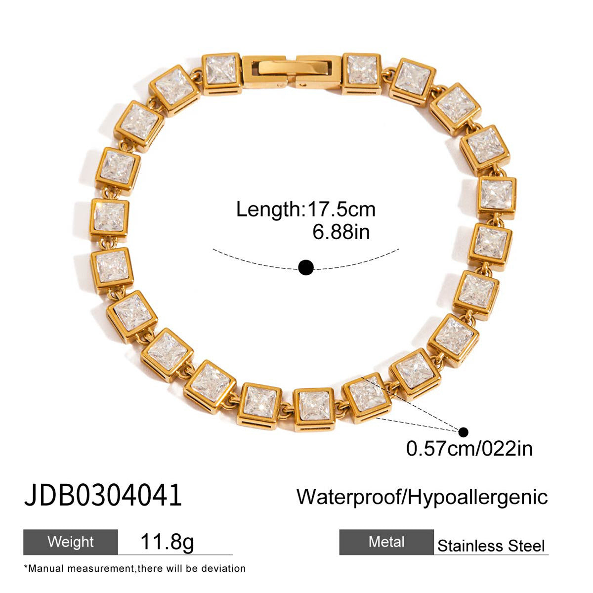 Stainless Steel Zircon Bracelet Jewelry for Women18k Gold