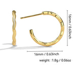 E0316 Multi-size Simple Earrings Metal Round Wave Shape Hoop Earrings Minimalist Style Stud Earrings for Women