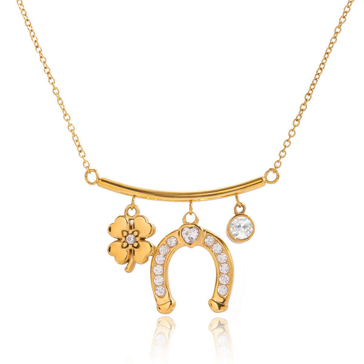 Zircon Necklace Oil Drop Earrings Horseshoe Series Bracelet Stainless Steel Jewelry