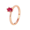 Gold-Plated Brass Sculptural Red CZ Ring with a sculptural design profile — jewelry finish and design detail