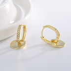 E0660 Retro Design Geometric Round Disc Earrings for Women Gold-Plated Zirconia Earrings