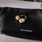 Imitation Baroque Pearl Ring Non-Fading Stainless Steel Autumn Winter Jewelry for Women