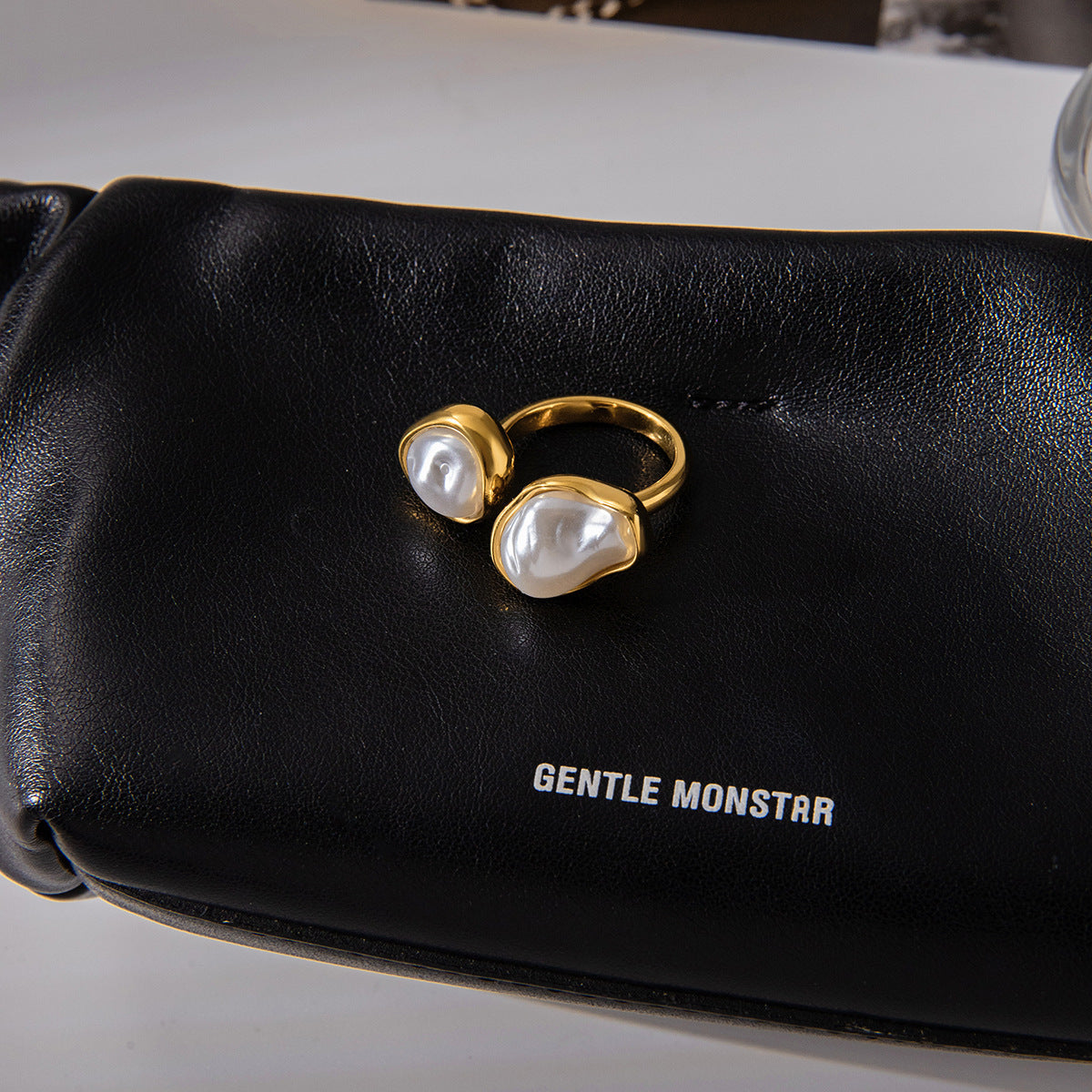 Imitation Baroque Pearl Ring Non-Fading Stainless Steel Autumn Winter Jewelry for Women