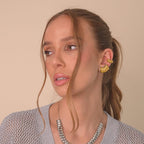 2H Spring and Summer New18k Gold Stainless Steel Striped Hollow Earrings Simple Design Sense High-end Stud Earrings