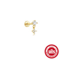 Five-Point Star Water-Drop Zircon 925 Sterling Silver Cartilage Stud — wearable scale detail — jewelry finish and design detail