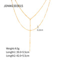 Gold-Plated Stainless Steel Lariat Necklace — Distinctive Outline — finish and profile — jewelry finish and design detail
