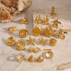 2H Stainless Steel Starfish Earrings Ocean Ring Ear Jewelry rings