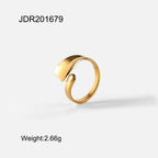 2H  Ring18K Gold-plated Stainless Steel Irregular Open Ring Geometric Shape Ring for Women