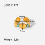 Jewelry Vintage Stainless Steel Gemstone Ring 18k Vintage Gold-Plated Jewelry rings Female