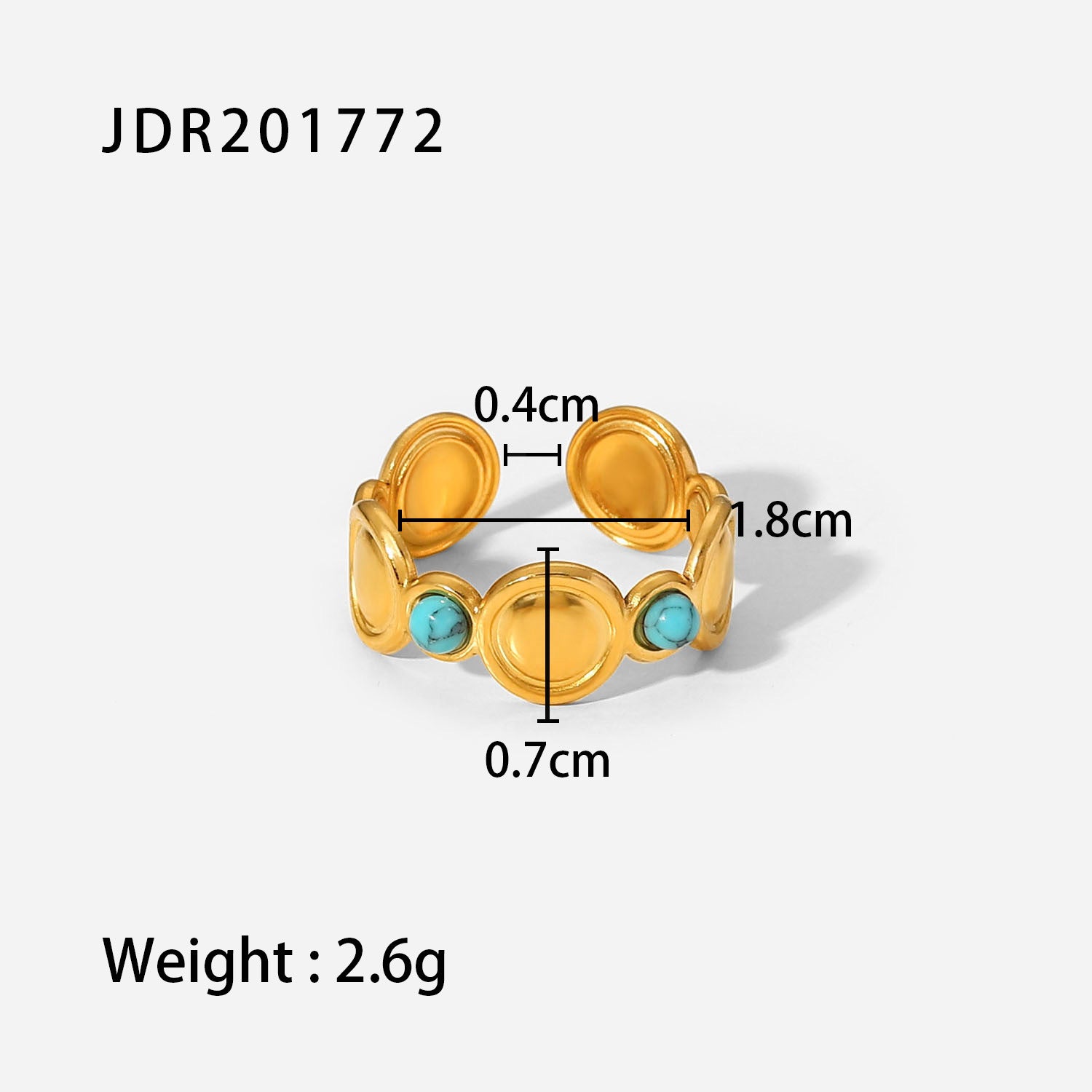 Jewelry Vintage Stainless Steel Gemstone Ring 18k Vintage Gold-Plated Jewelry rings Female