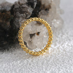 R0570 Exaggerated Personality Design Minimalist Ring for Women Copper Plated with Real Gold Dense Small Round Beads