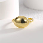 R0482 Fashionable Simple Oval Smooth Ring for Women Brass Gold-Plated Design