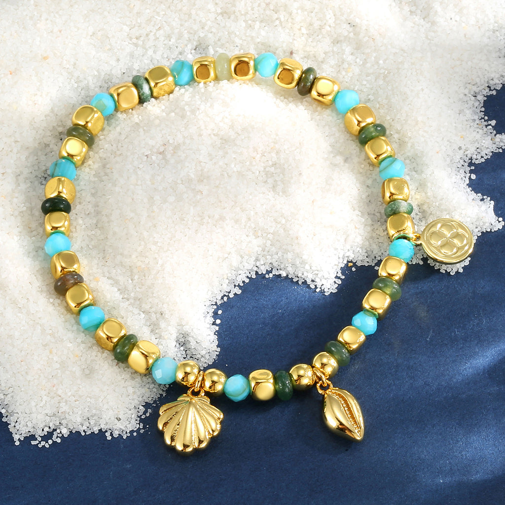 B0244 Shell Conch Beaded Vintage Bohemian Vacation Trend Bracelet