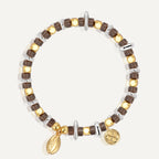 B0331 Vintage Melad Coffee Bean Coating18k Gold Beaded Holiday Bohemian Bracelet