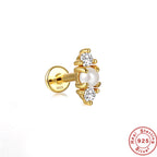 S925Sterling Silver Butterfly Inlaid Diamond Pearl Spiral Ear Cuff Hot Sale16G Flat Head Piercing Ear Cuff Jewelry