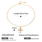 Stainless Steel Cross Pendant Necklace Zircon Natural Stone Clavicle Chain Neck Chain Jewelry