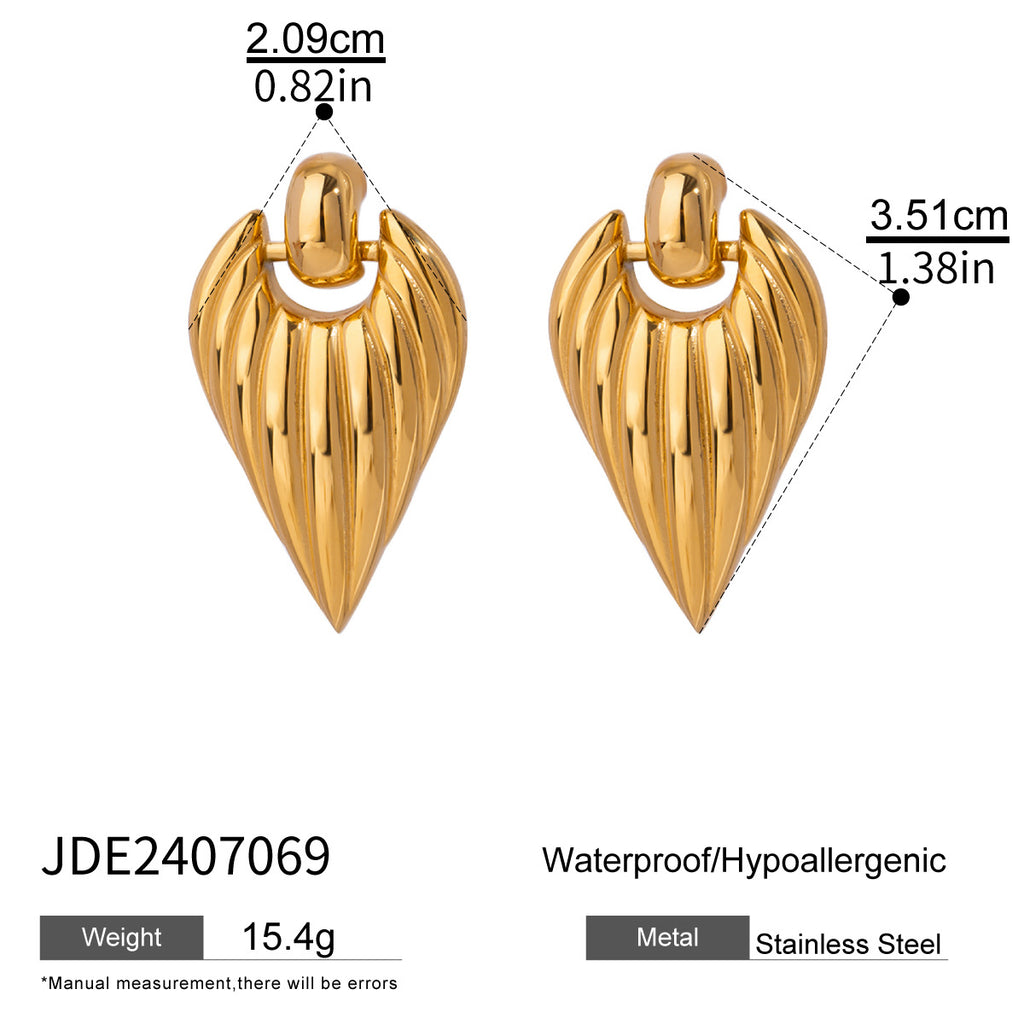 Heart-shaped Stud Earrings18K Gold Stainless Steel Necklace Accessories Women's Jewelry