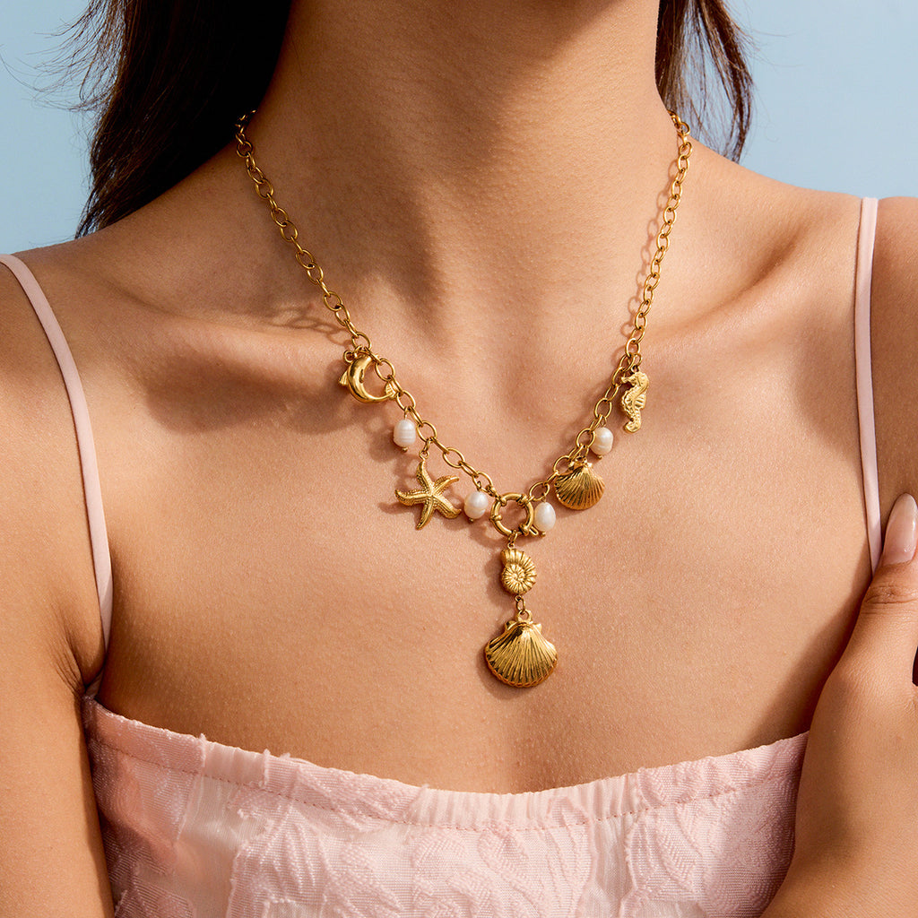 Ring Non-Fading Jewelry Necklace Stainless Steel Earrings Vacation Accessories